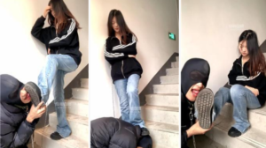 【女生也能很暴力】楼梯间逗狗惩罚-97LZTD-8344713