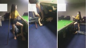 【芷晴女s】劲爆！带小M来台球厅找朋友