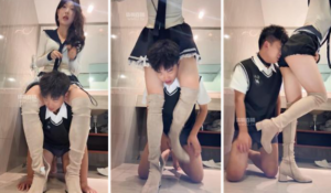 【佳佳】学姐卫生间里训化弟弟-97LZTD-35384