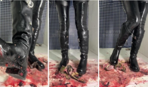 萌棠 漆皮衣+皮靴爆碎牛蛙-97LZTD-35845