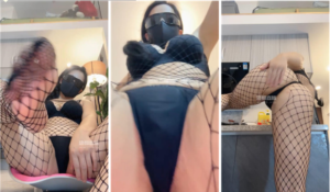 【第一视角】【覆面小妈】肥臀丁字裤网袜-97LZTD-35921